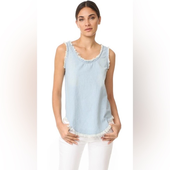 Light Blue Sleeveless Hem Top NILI LOTAN
Frayed Denim Helena Tank In Sky Wash - Picture 1 of 14